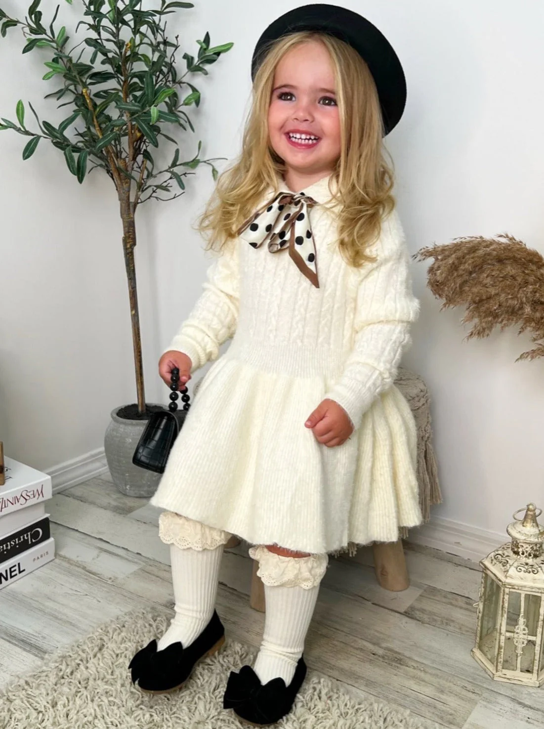 Dots and Bows Wool Sweater Dress - Image 6