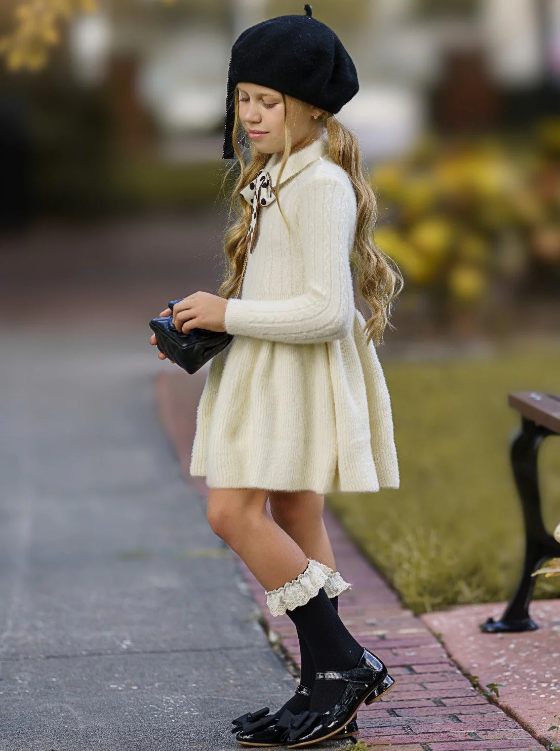 Dots and Bows Wool Sweater Dress - Image 7