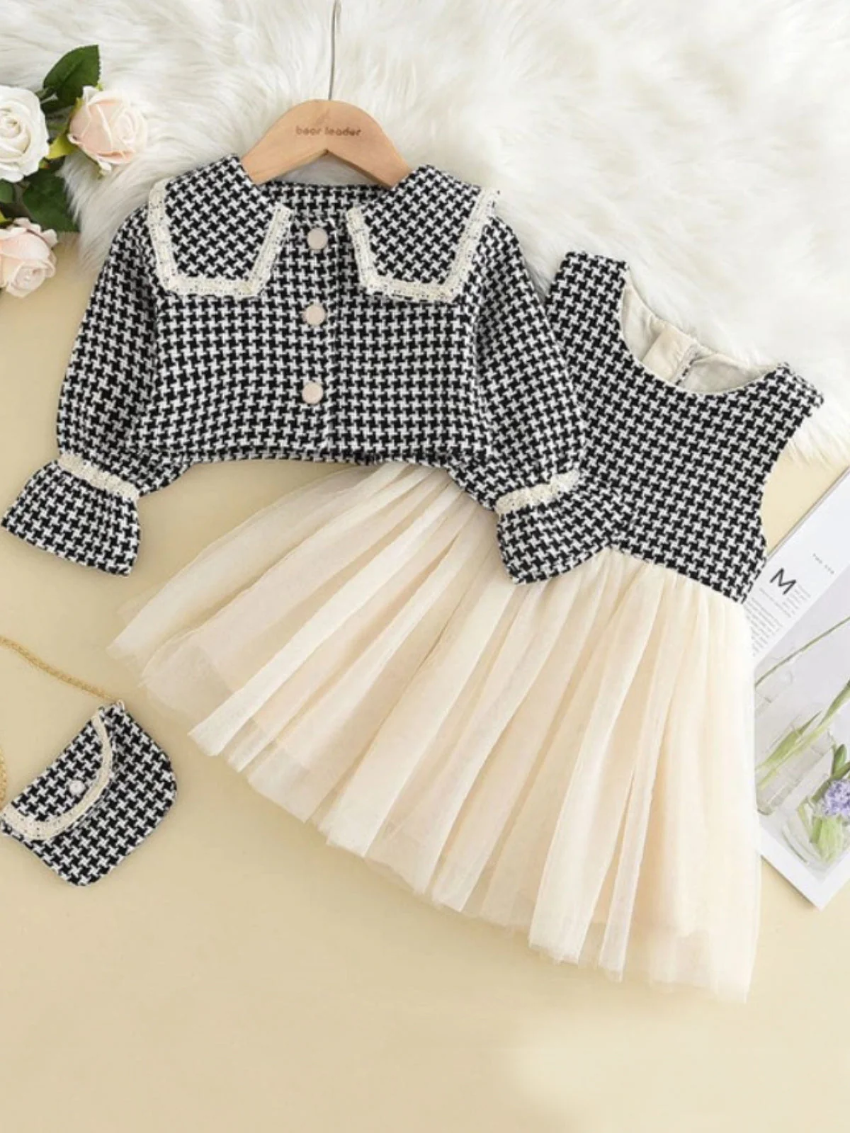 My Classy Girl Black Houndstooth Blazer and Dress Set - Image 3