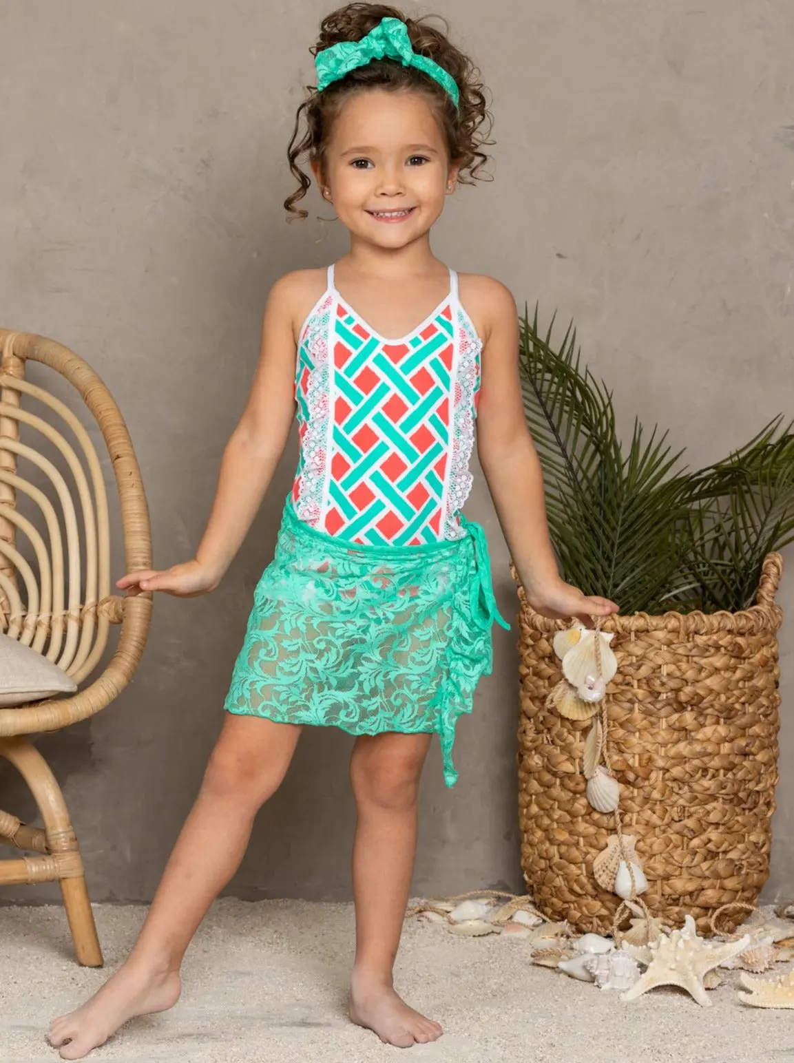 Lace Cover Up and Bow Headband Set - Image 5