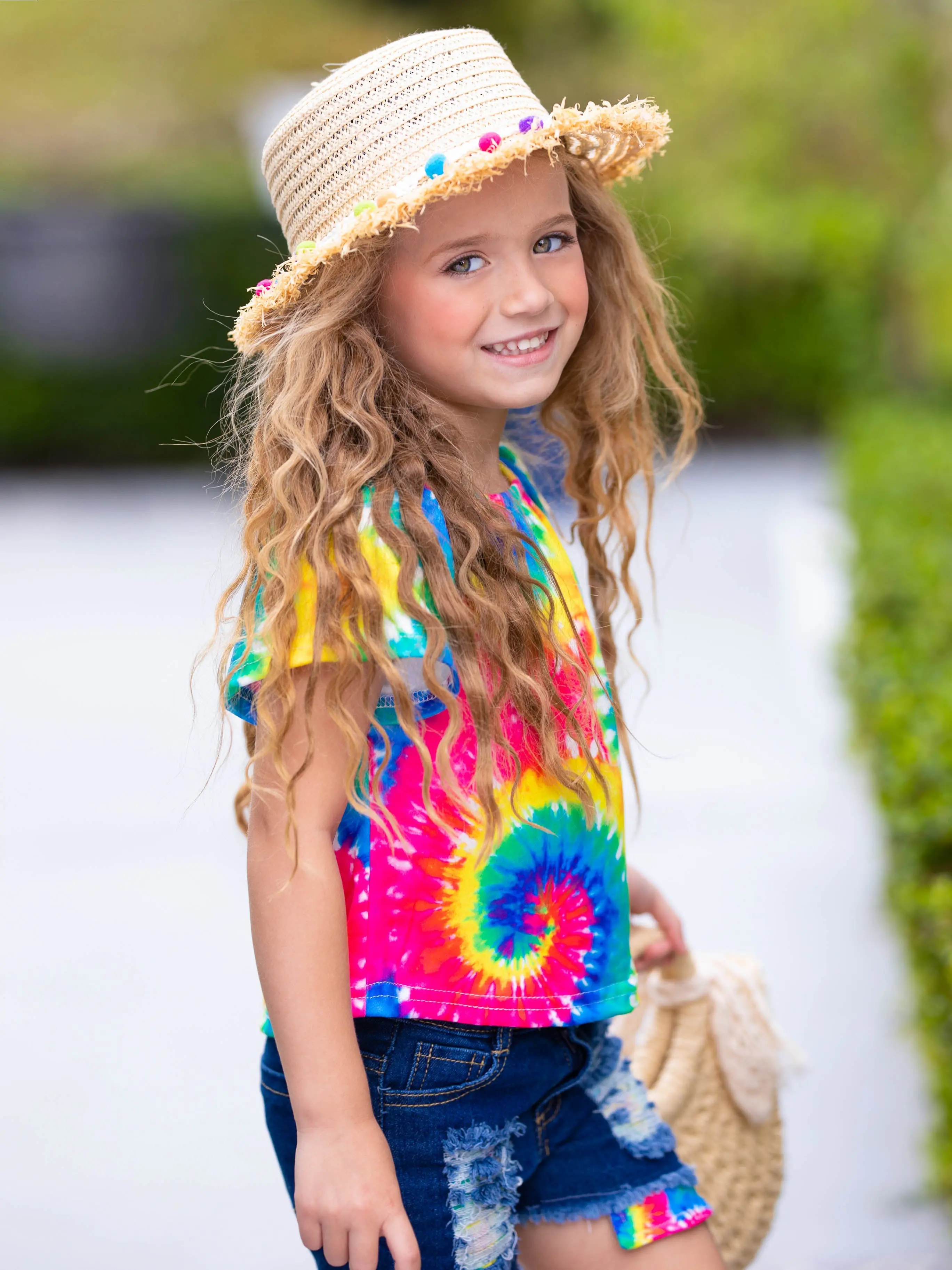 Twirl Through Spring Tie Dye Denim Shorts Set - Image 6