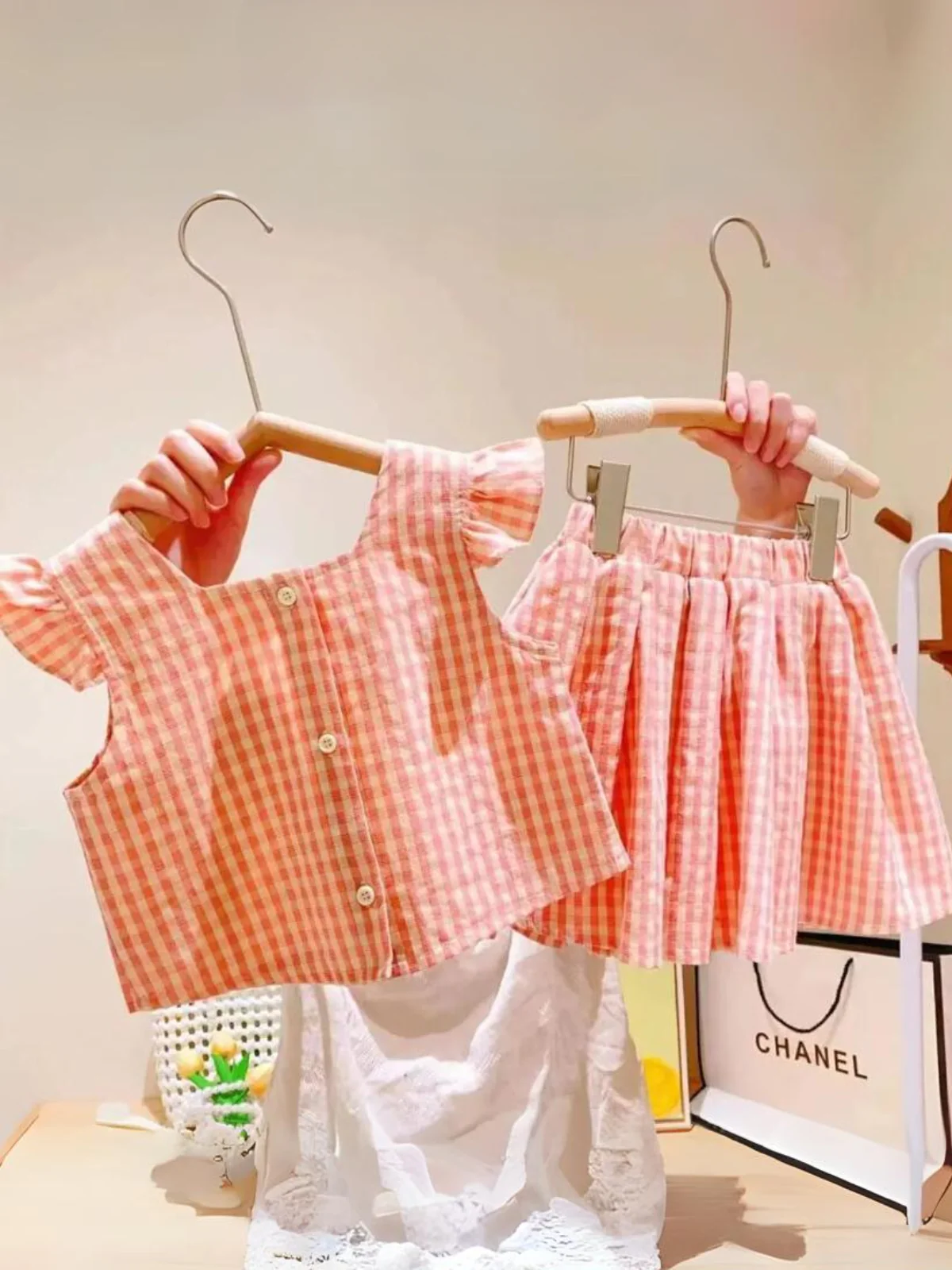 Sweet Sophistication Pink Gingham Skirt Set - Image 7