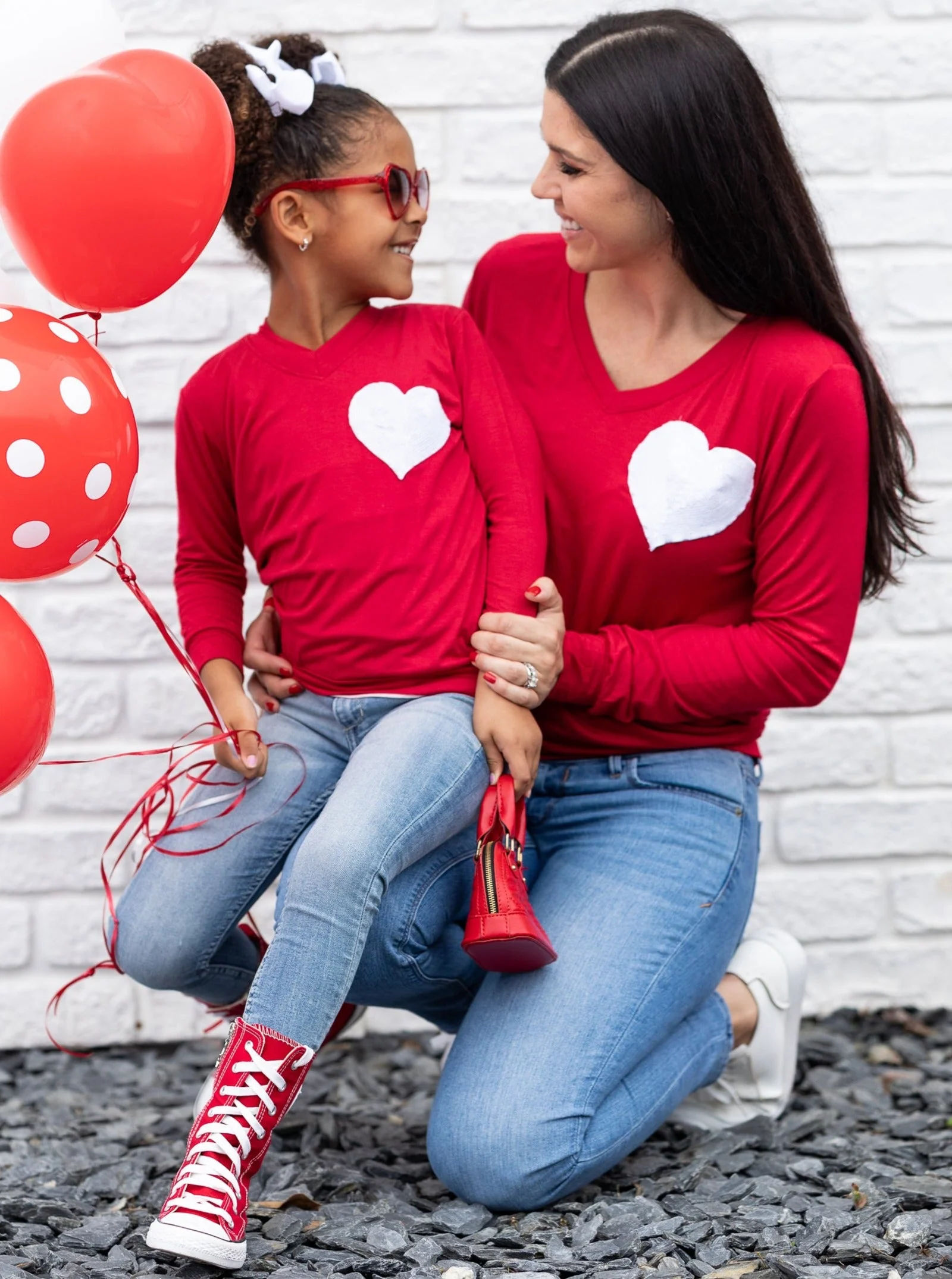Mommy & Me Glitter Heart Red Top - Image 7