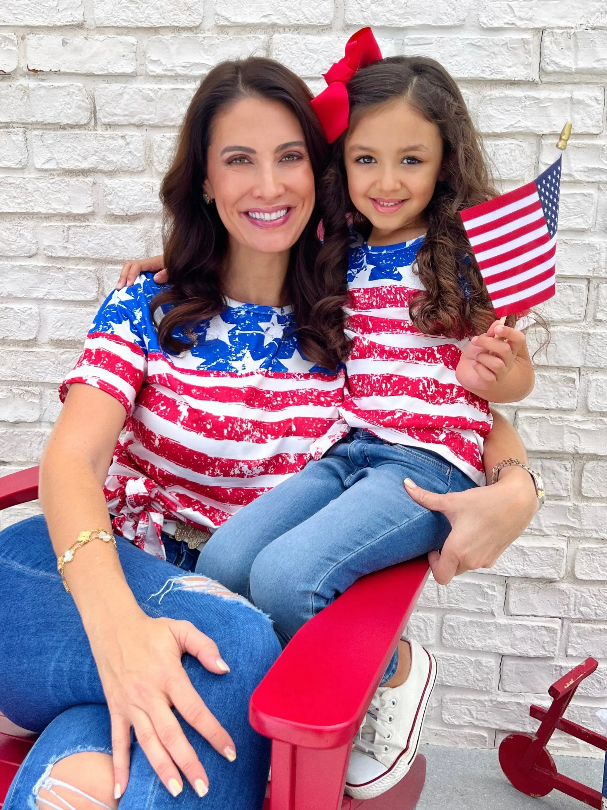 Mommy and Me Wave Your Flag Side Knot Top - Image 5
